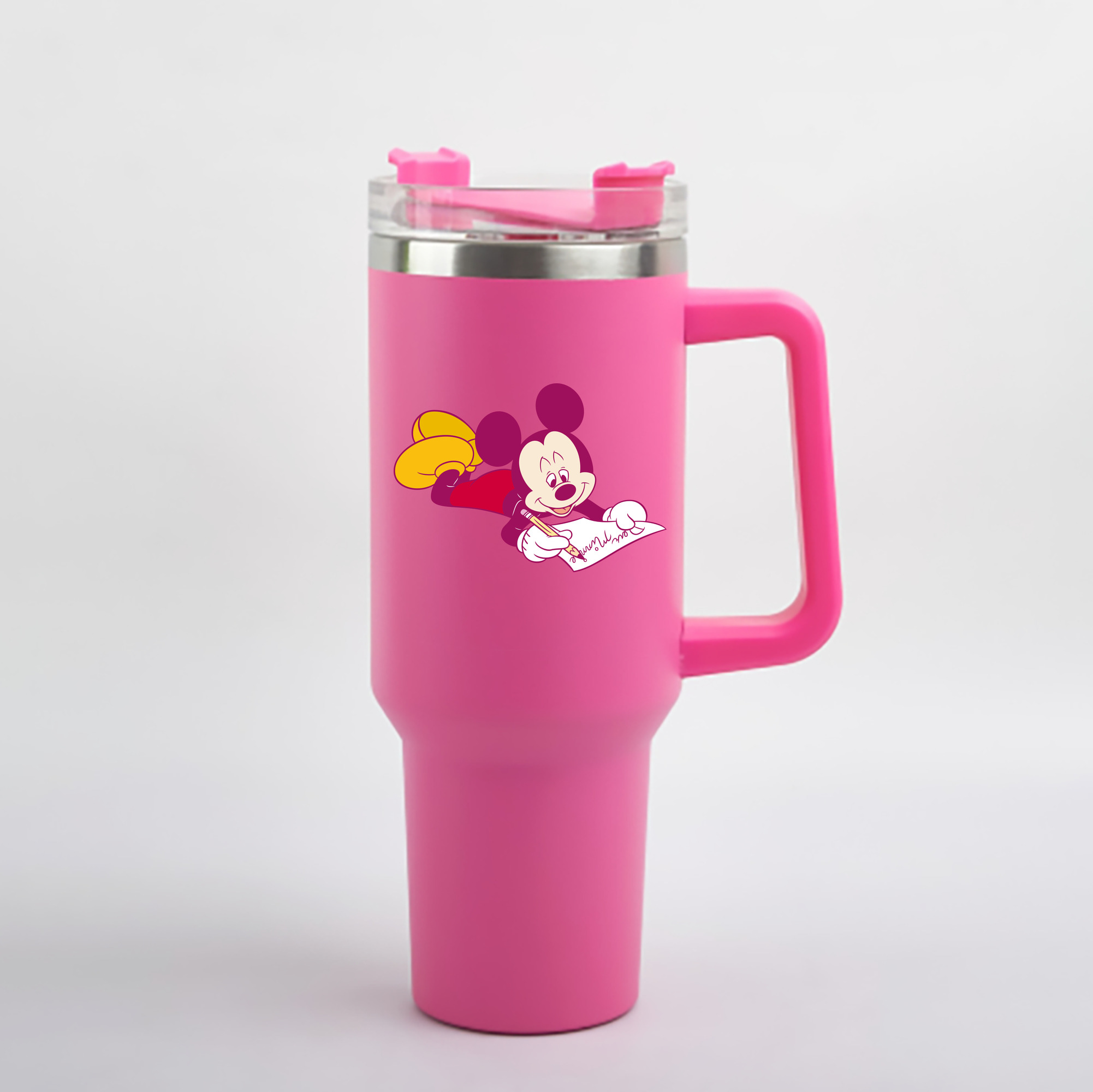（画像用） ミッキーマウス Mickey Mouse 1200mL車用タンブラー - クリスタルステッカー（プラスチックストロー付き）
